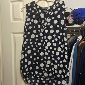 Sheer Navy and White Long Sleeveless Top